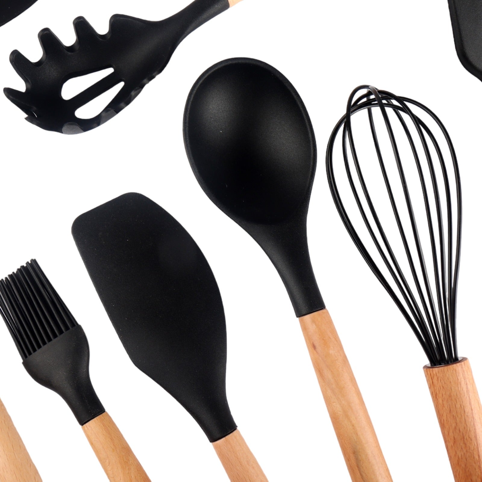 Kitchen Utensil 12Pcs Set Silicon with Holder Black KG1475|BLACK