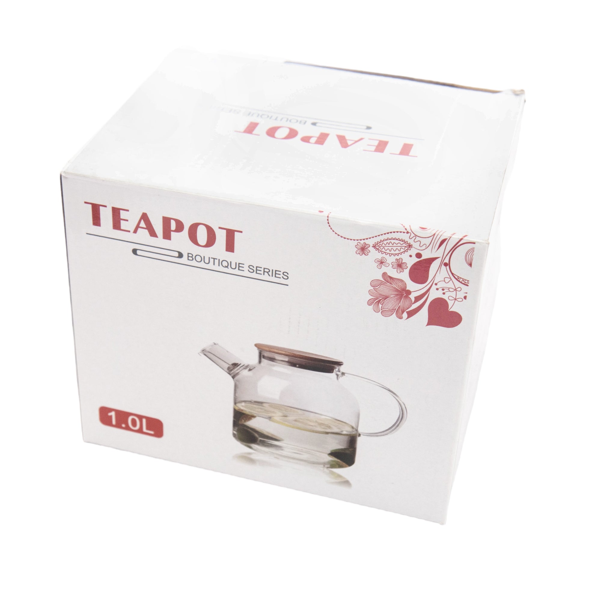 Borisilicate Teapot 1L Traditional Glass with Wooden Lid GL1938