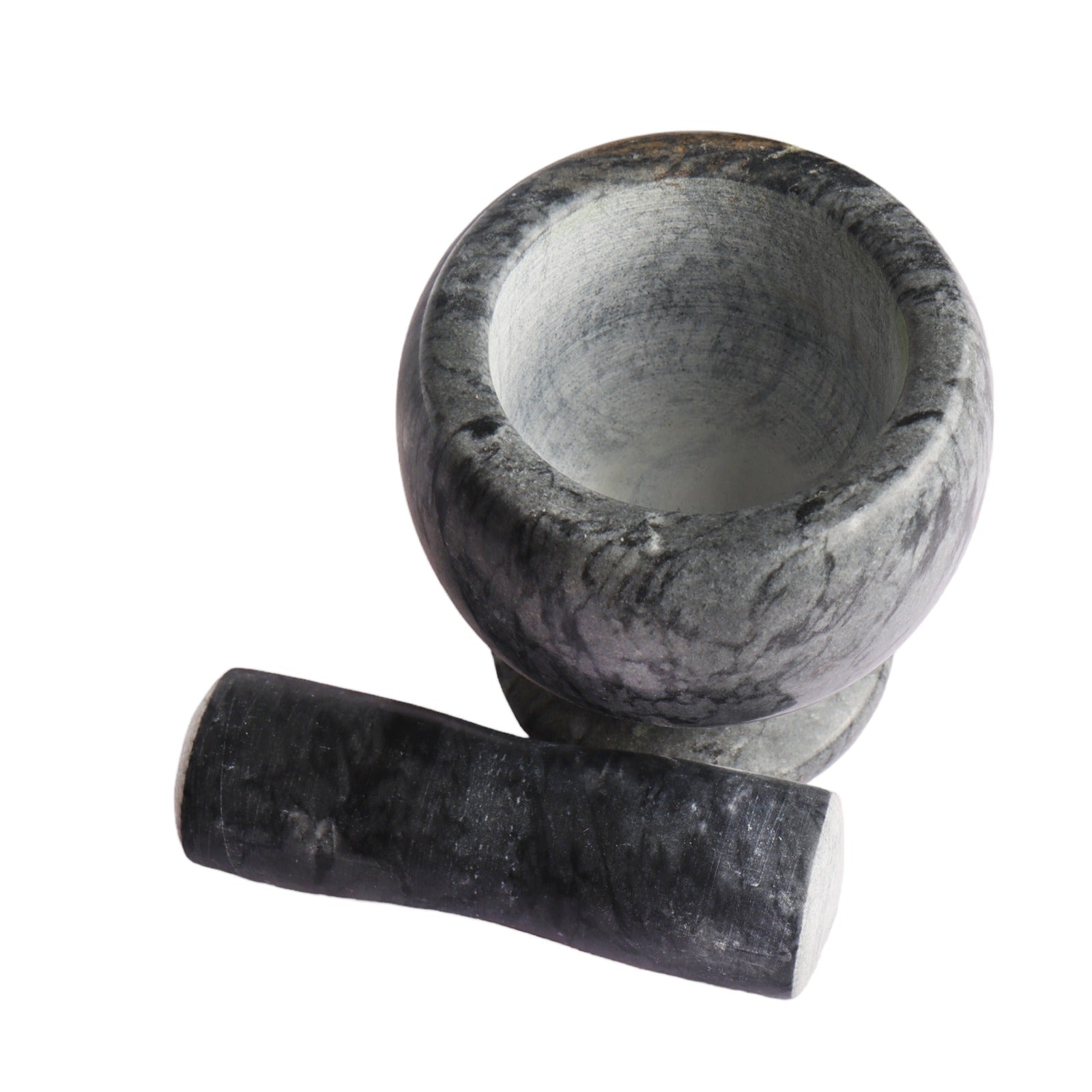 Marble Mortar & Pestle Grinding Pot Bowl Set Black