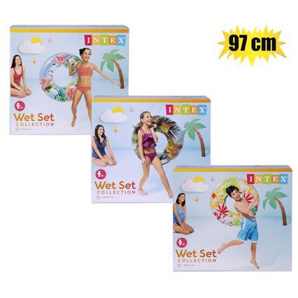 Intex Inflatable Swim Ring Round Tube 97cm Transperent with handles