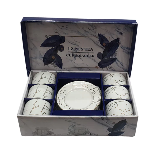Ceramic Tea Cup and Saucer Set 12Pcs SGN2471 G2021B