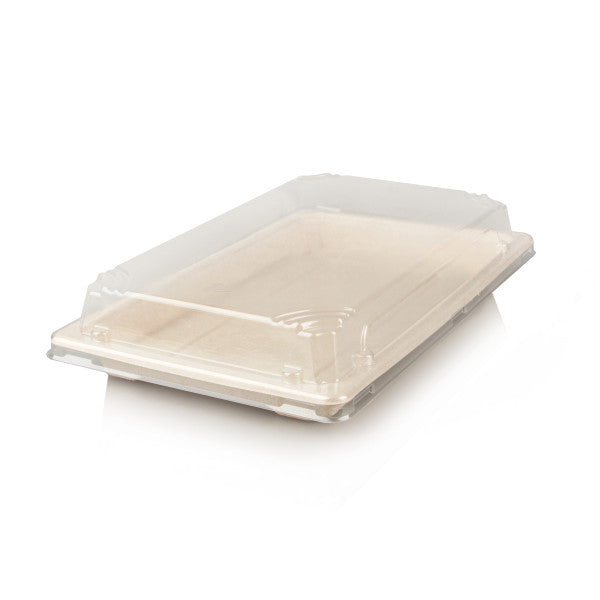 Biodegradable Bagassse Medium Sushi Tray 217x136 with PET Lid 5pack
