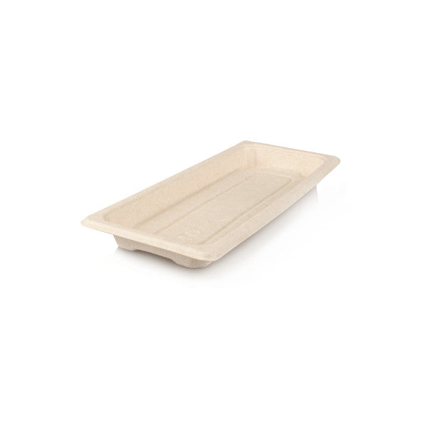Biodegradable Bagasse Medium Sushi Tray 217x136 with PET Lid 22x9.5cm 5pack