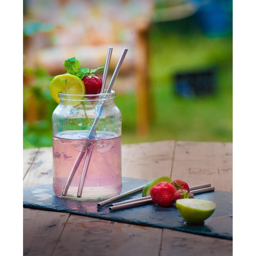 Stainless Steel Straws 7mmx22.5cm with Brush 11pack