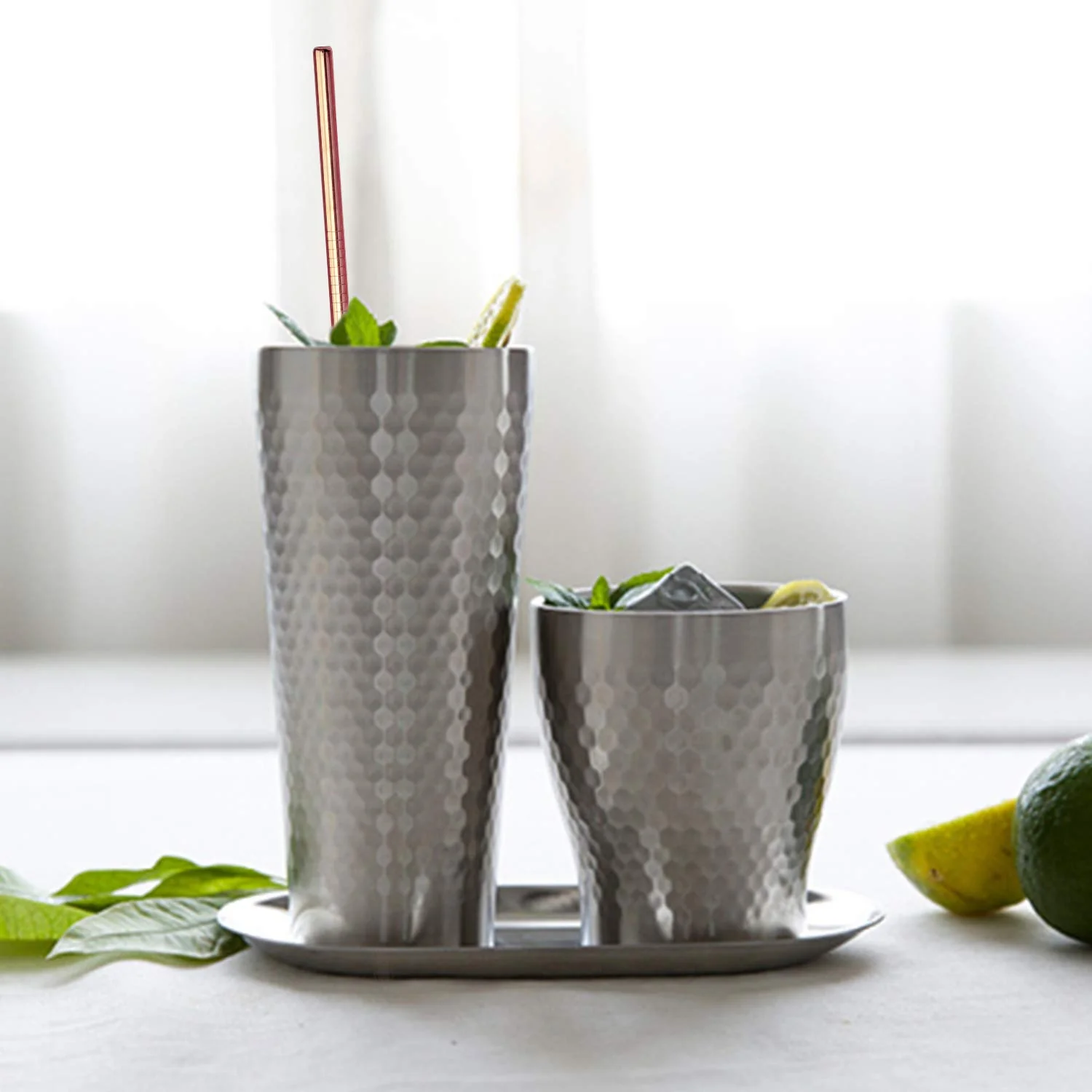 Stainless Steel Straws 7mmx22.5cm with Brush 11pack