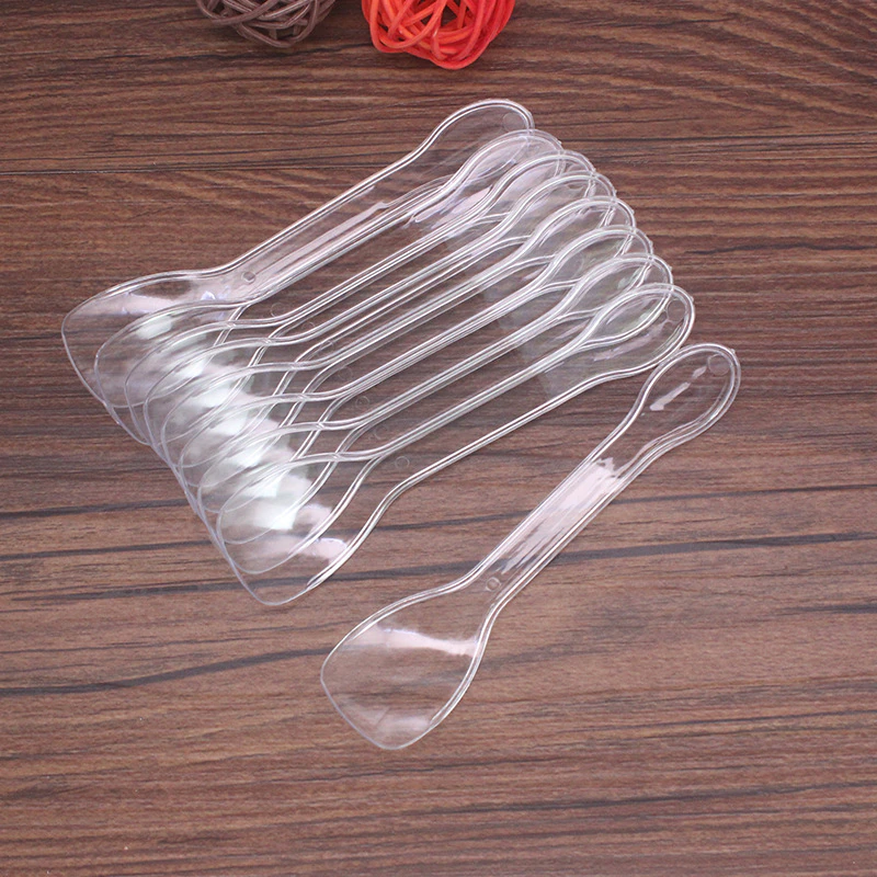 Disposable Acrylic Spoons 10cm with Wrap 50pack