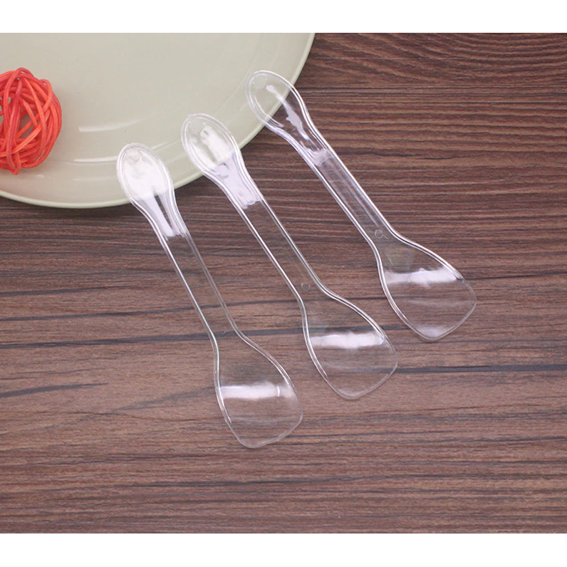 Disposable Acrylic Spoons 10cm with Wrap 50pack