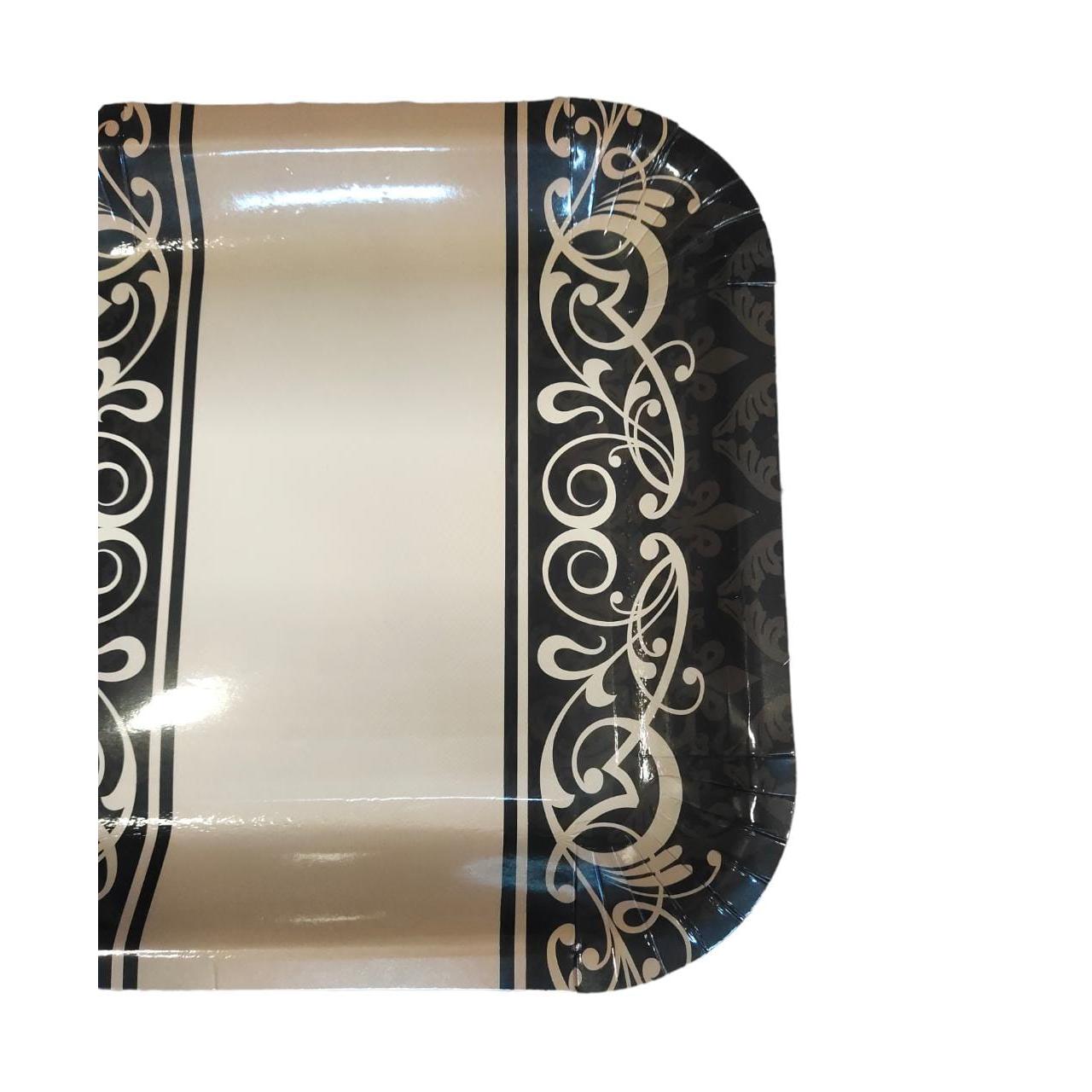 Disopsable Party Paper Plate Square Gold with Black Print 9Inch 23cm 10pack