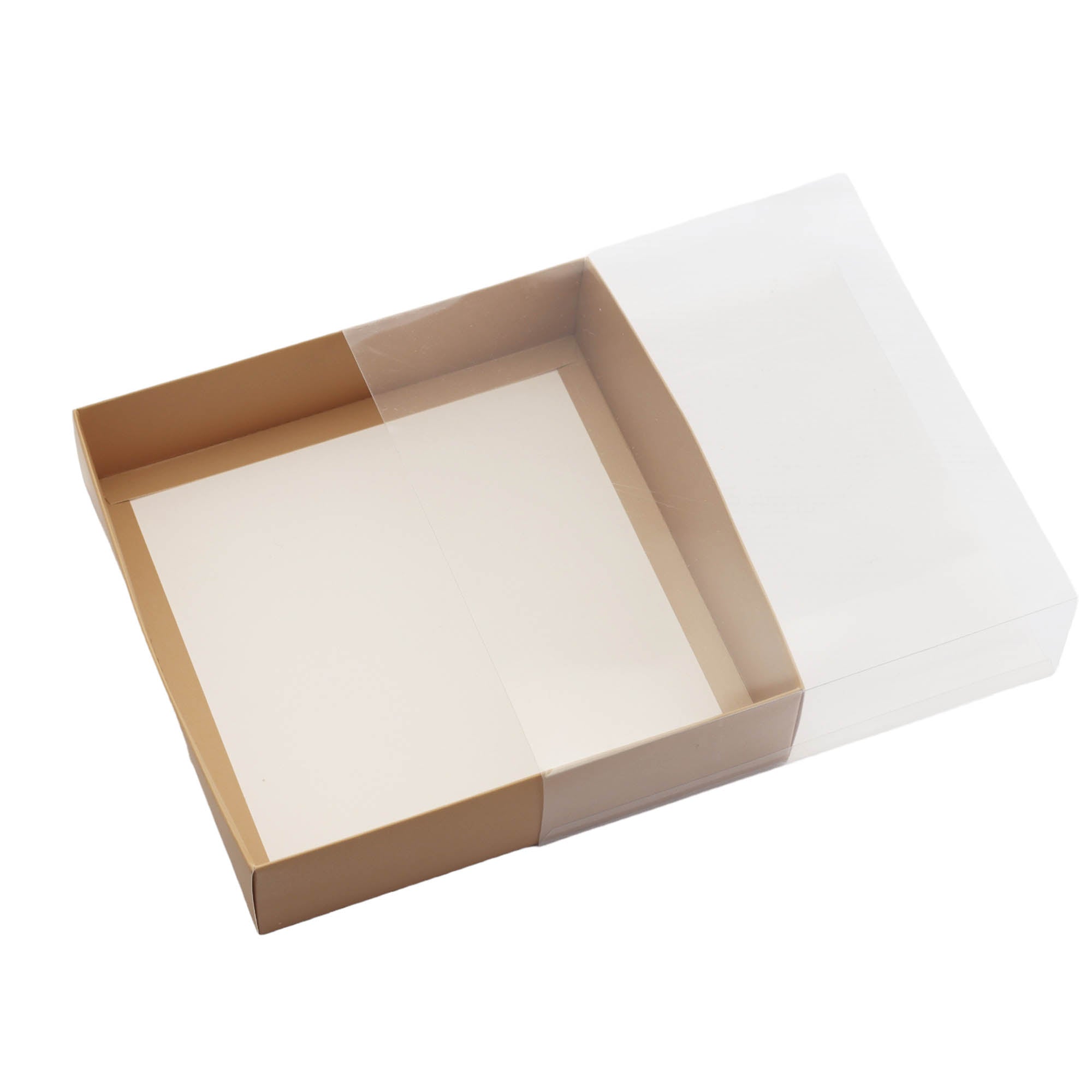 Gift Biscuit Paper Box with PVC Clear Slide Cover 19.9x19.5x5cm
