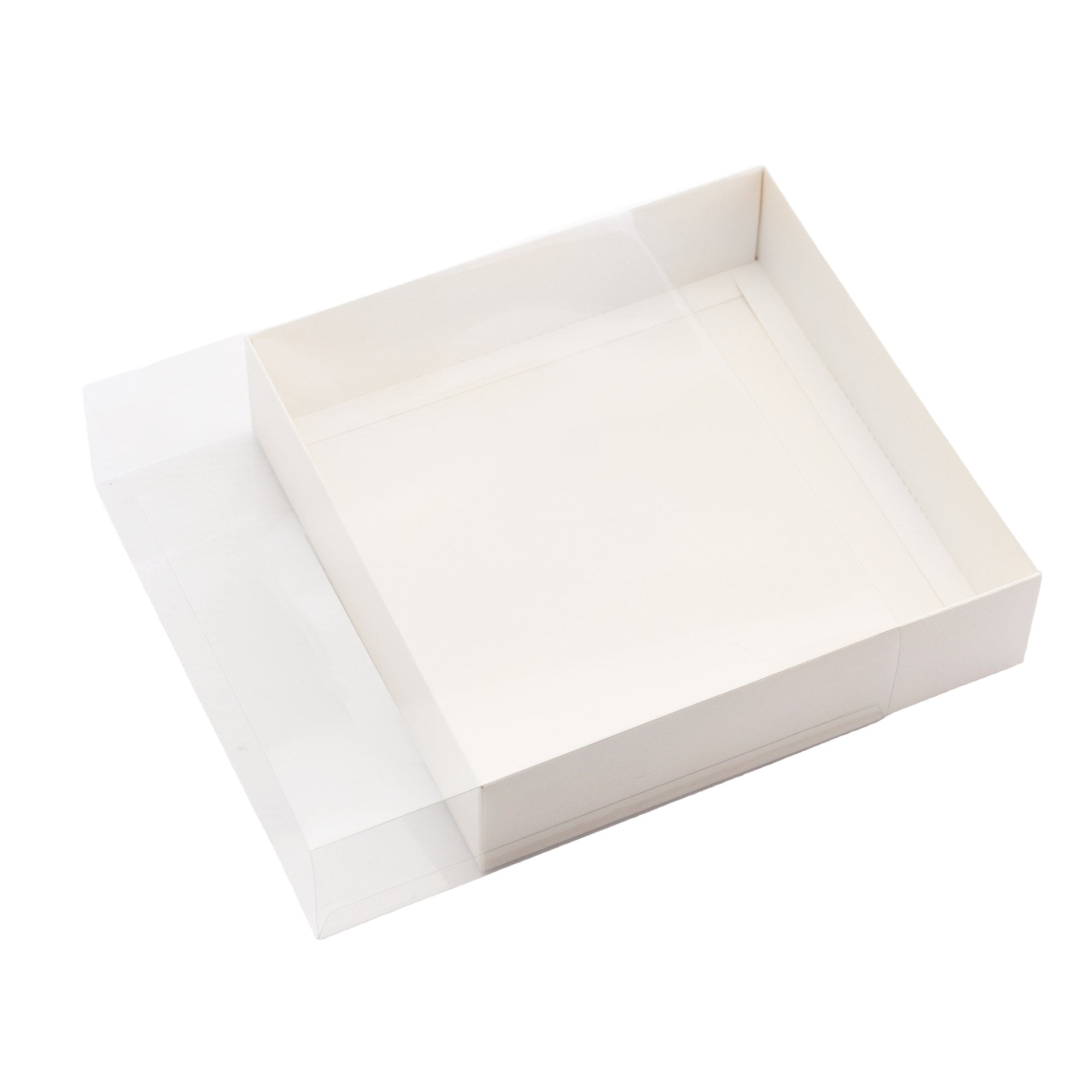 Gift Biscuit Paper Box with PVC Clear Slide Cover 19.9x19.5x5cm