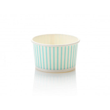 Ice Cream Paper Cups 250ml Baby Blue Stripes Vintage Tubs 10pack