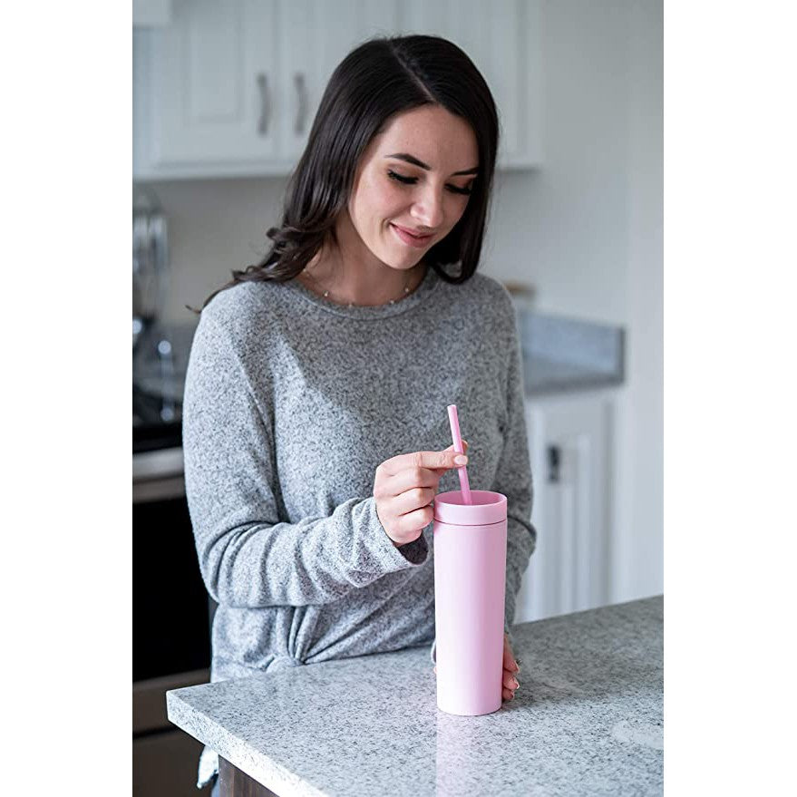 473ml Skinny Drinking Tumbler Acrylic Reusable with Lid and Straw