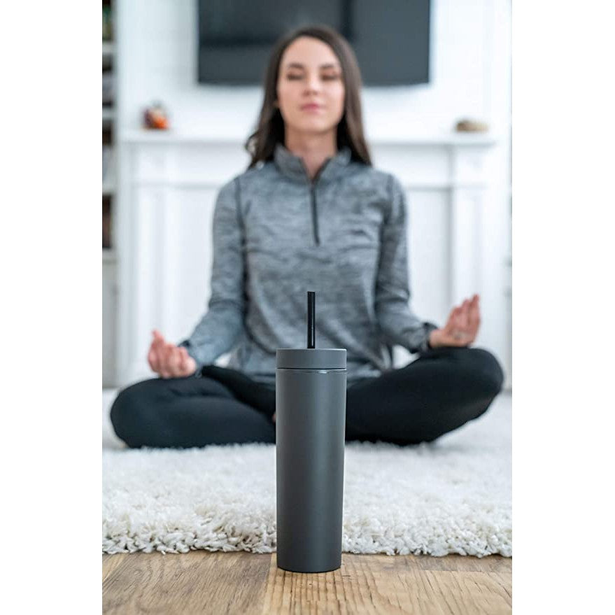 473ml Skinny Drinking Tumbler Acrylic Reusable with Lid and Straw