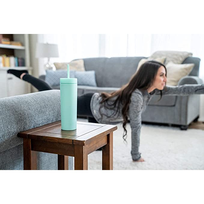 473ml Skinny Drinking Tumbler Acrylic Reusable with Lid and Straw