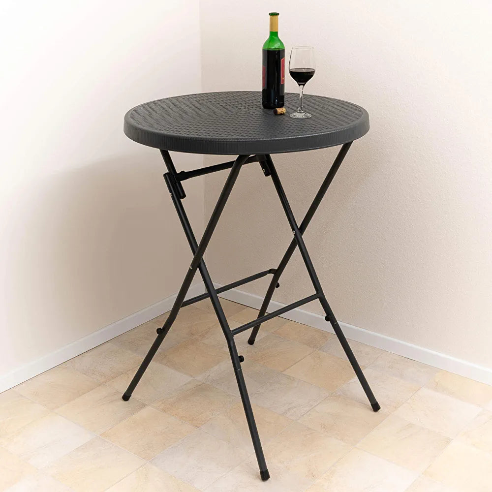 Folding Cocktail Table Round Rattan Design