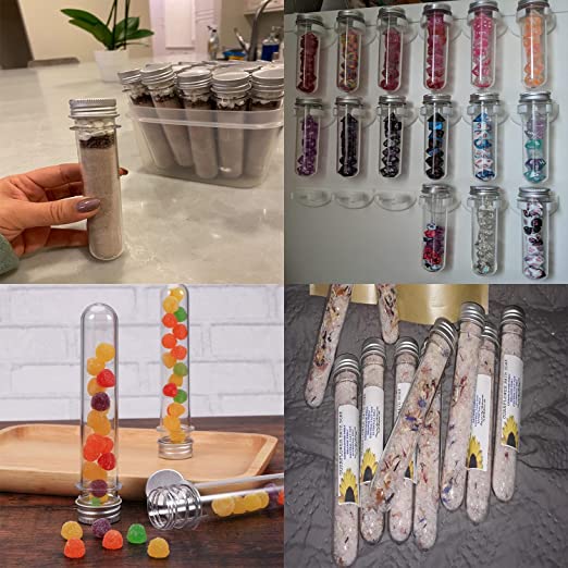 Plastic PET Test Tube 10cm - Vials Container Bottle Tube Shape with Lid