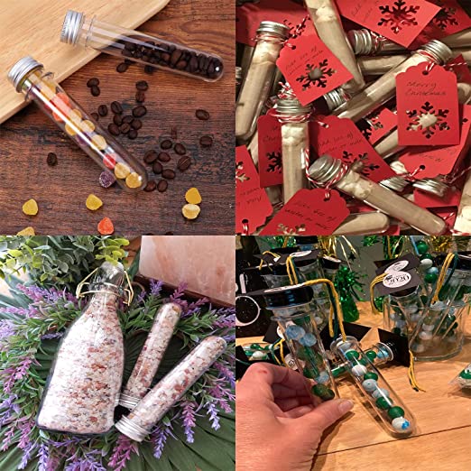 Plastic PET Test Tube 10cm - Vials Container Bottle Tube Shape with Lid