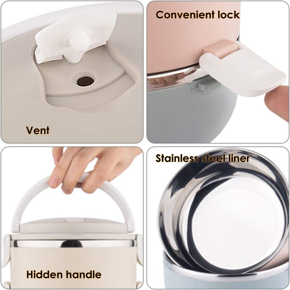 Stainless Steel Lunch Box 3 Piece Tier Stackable Leak-Proof Thermal Bento Boxes