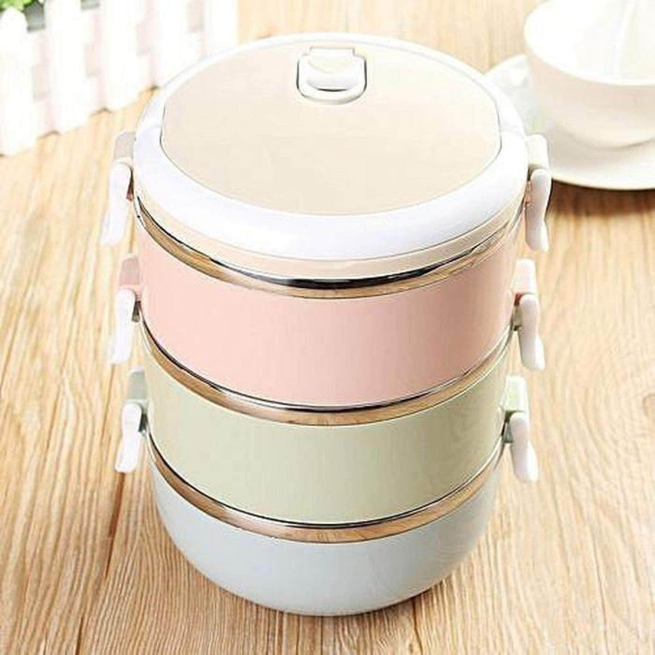 Stainless Steel Lunch Box 3 Piece Tier Stackable Leak-Proof Thermal Bento Boxes