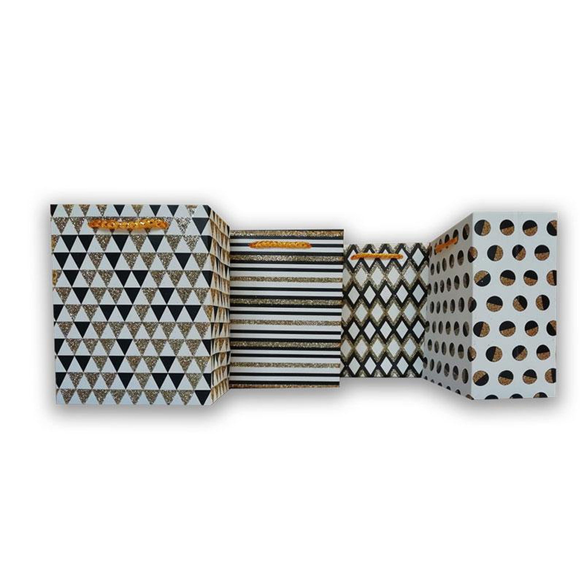 Designer Gift Paper Bag Tinsel Black Gold 31x41cm Large