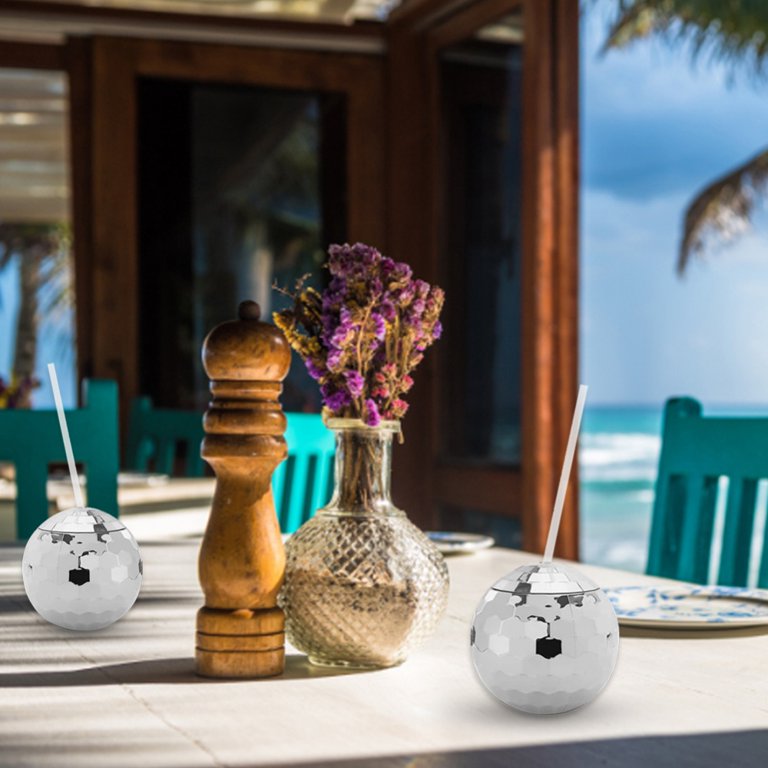 Disco Ball Smoothie Tumbler 550ml with Straw