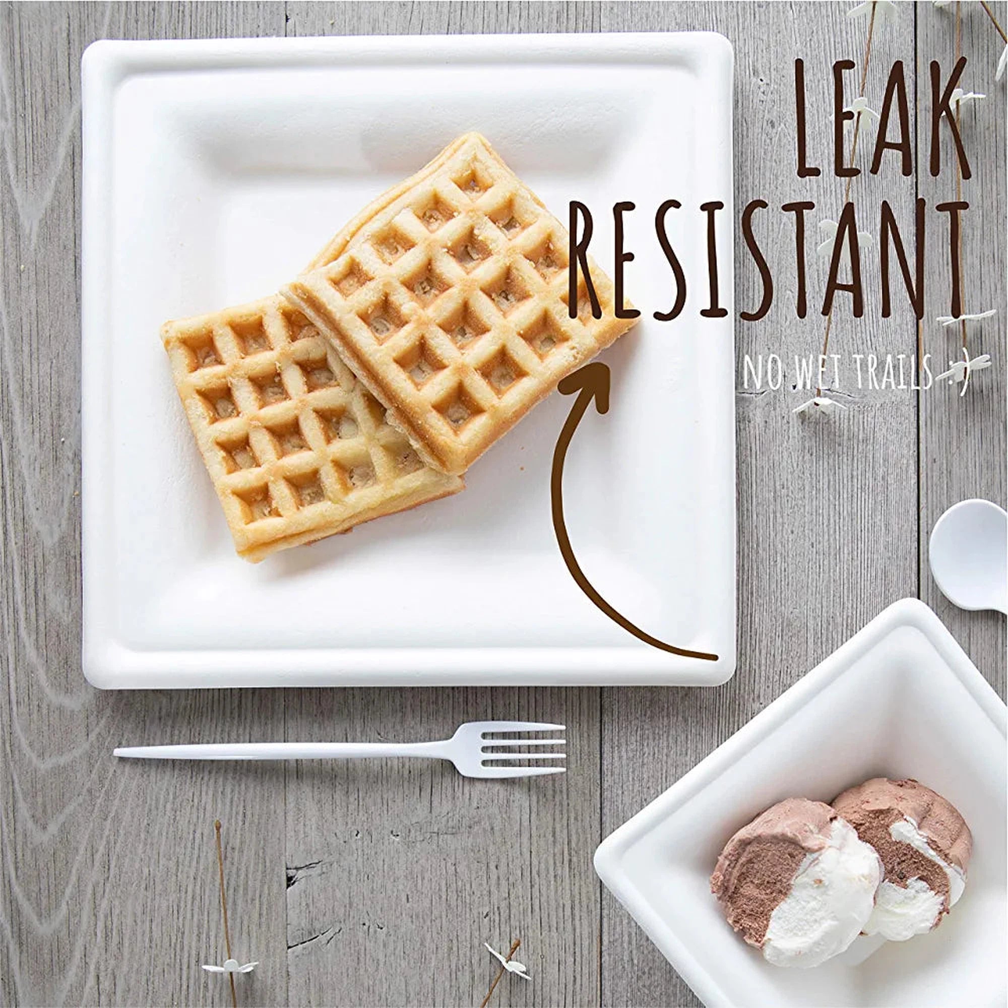 Biodegradable Bagasse Takeaway Plate Square 25x25cm