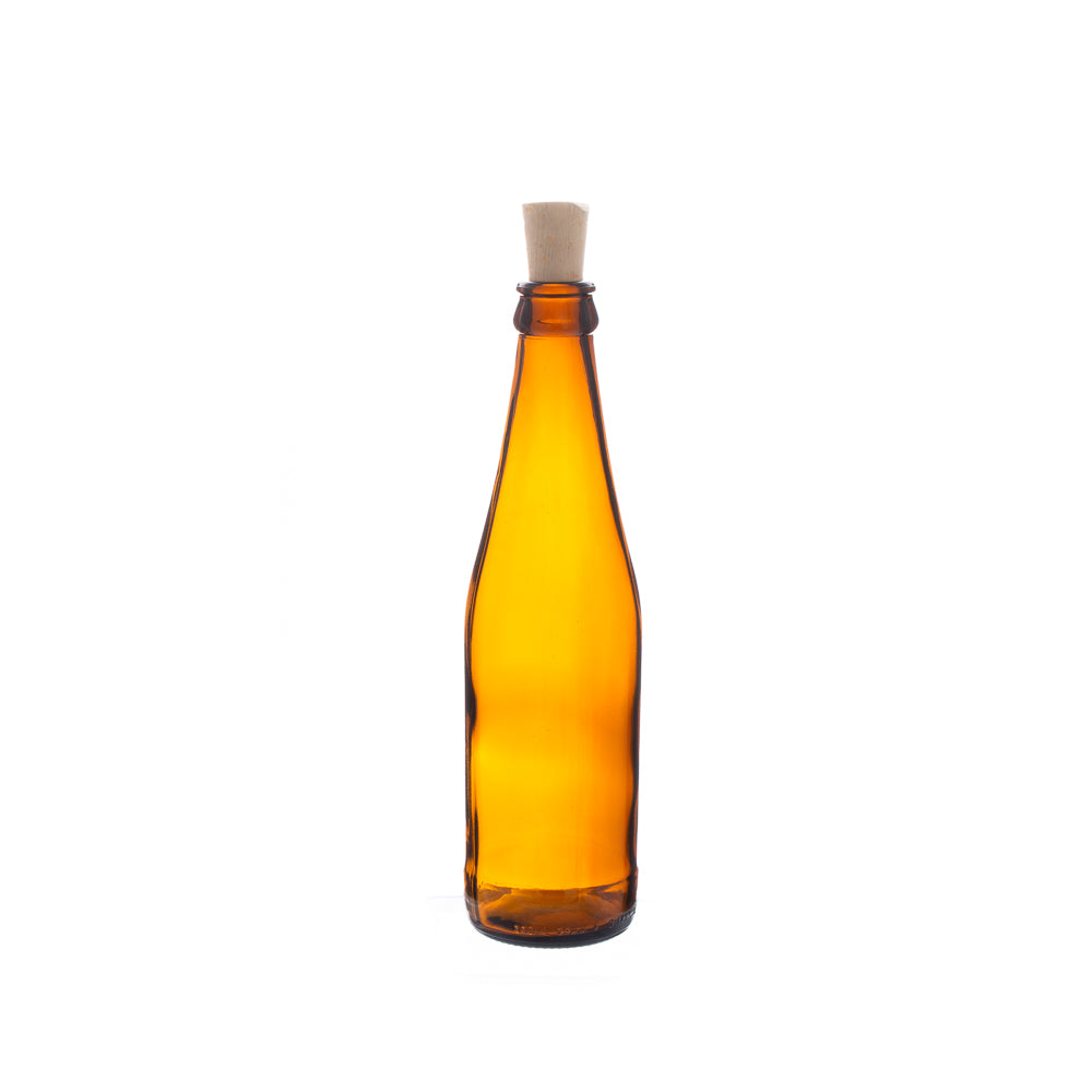Consol 330ml Amber Glass Bottle Craft Flint with Cork Lid