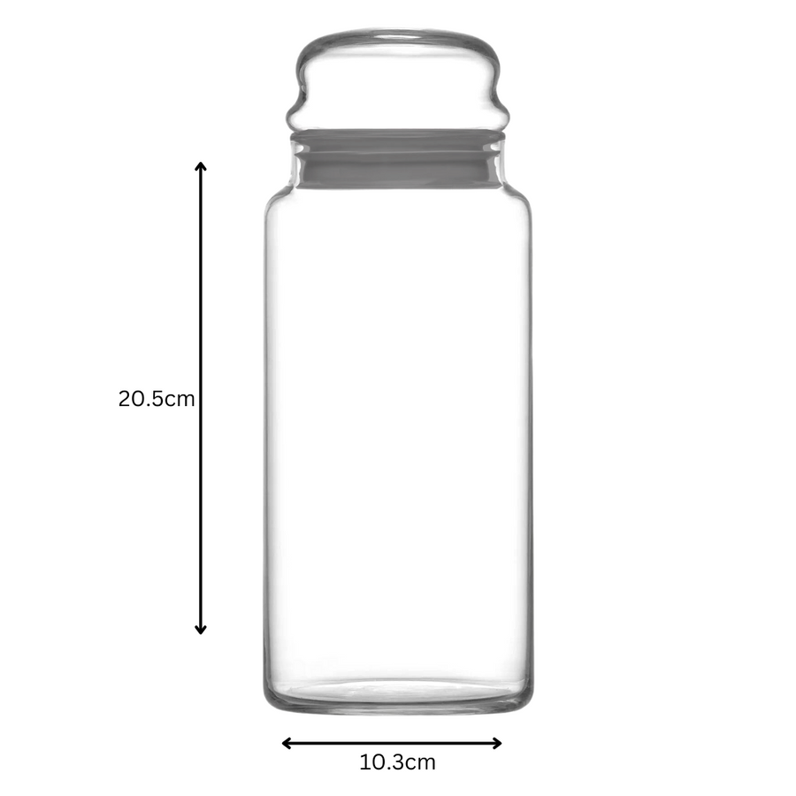 LAV Glass Canister Jar 1400ml with Grey Lid SGN948