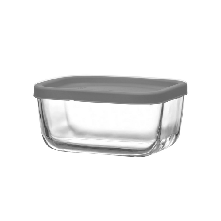 LAV Glass Storage Container With Grey Lid Rectangle 405ml SGN953