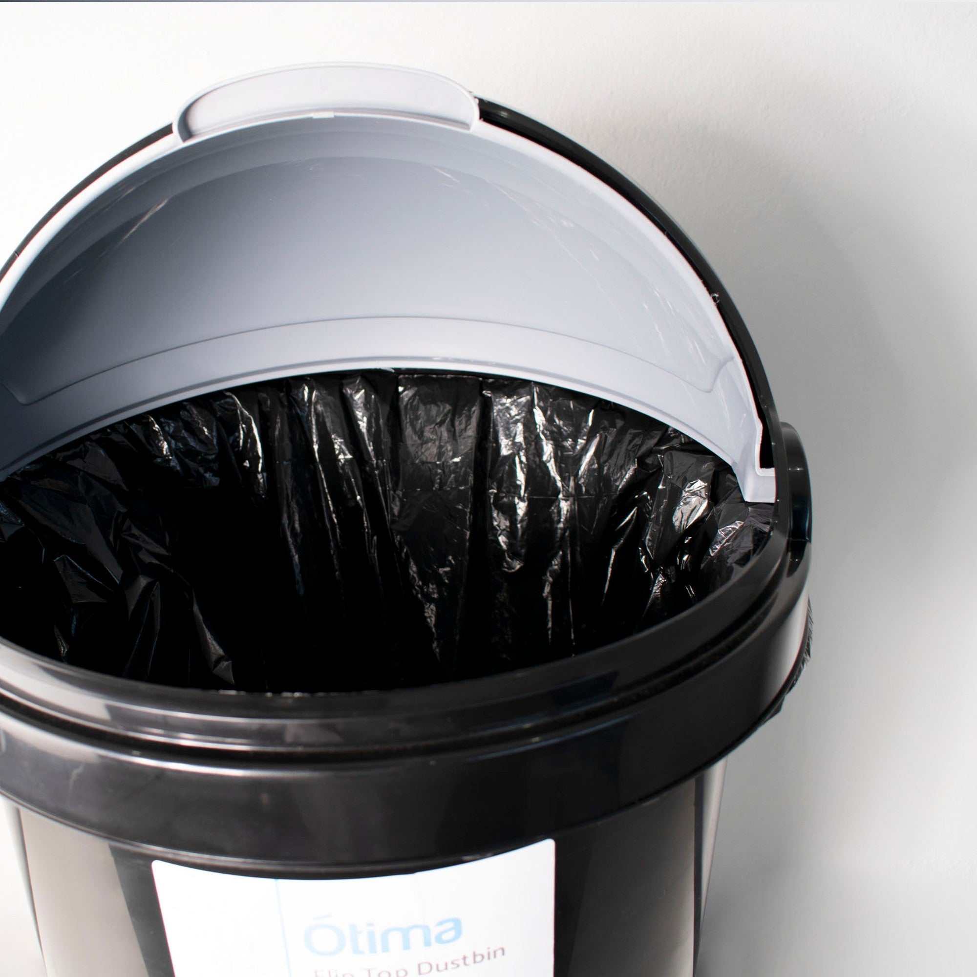 Otima 25L Waste Dustbin Black with Helmet Flip Top Dome Lid