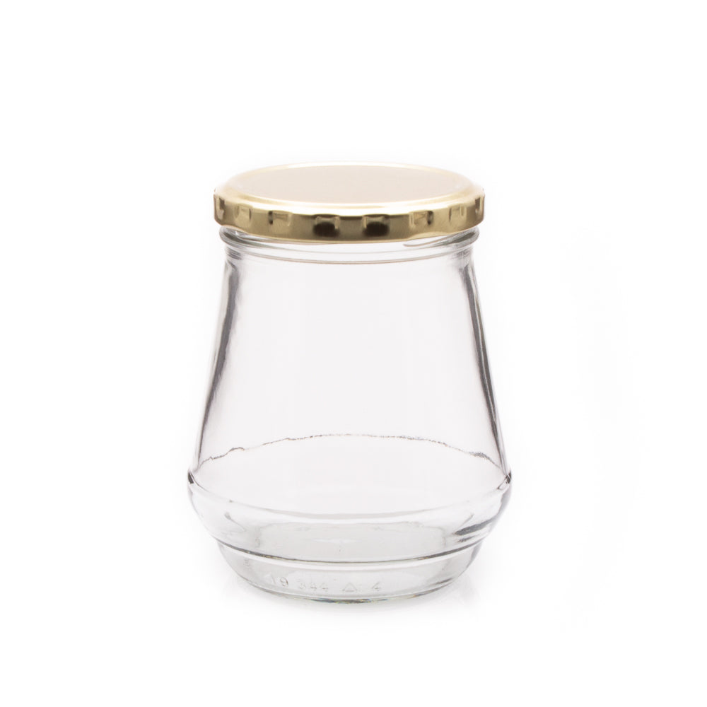 Consol 375ml Glass Jar Conical Gold Cap Bn0344