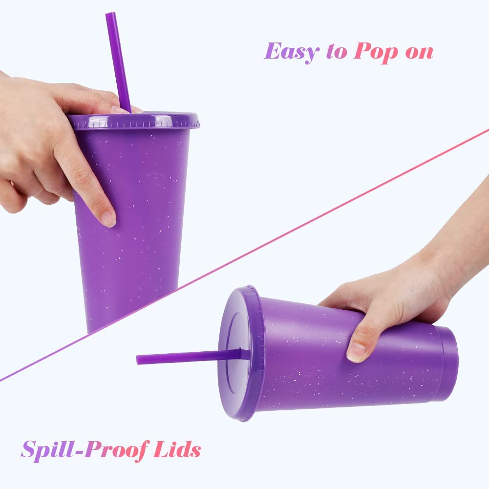 650ml Reusable Glitter Smoothie Cup with Lid & Straw