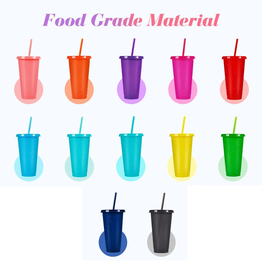 650ml Reusable Glitter Smoothie Cup with Lid & Straw