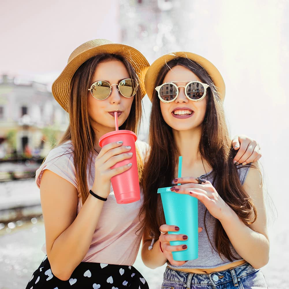 650ml Reusable Glitter Smoothie Cup with Lid & Straw