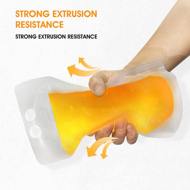 Drinking Pouch Bag Clear with Straw 500ml Stand-Up Reusable Beverage Packaging 13x23x4cm 100mic 1pc