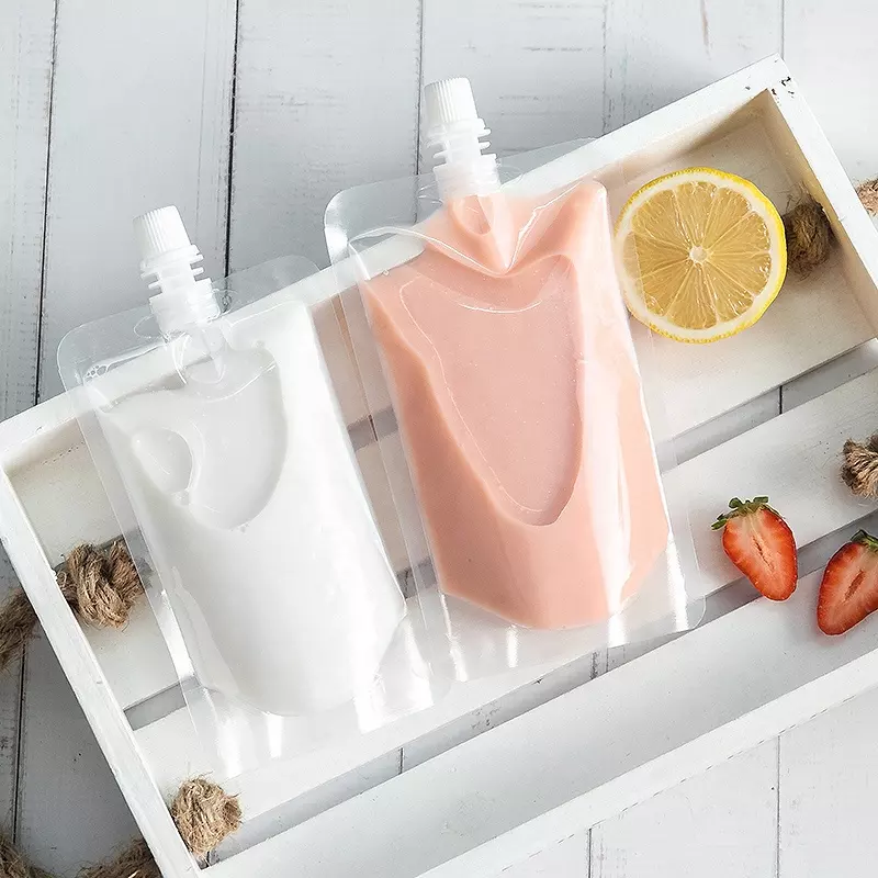 Stand-Up Drinking Pouch Bag Clear with Spout 100mic Resealable Beverage Packaging