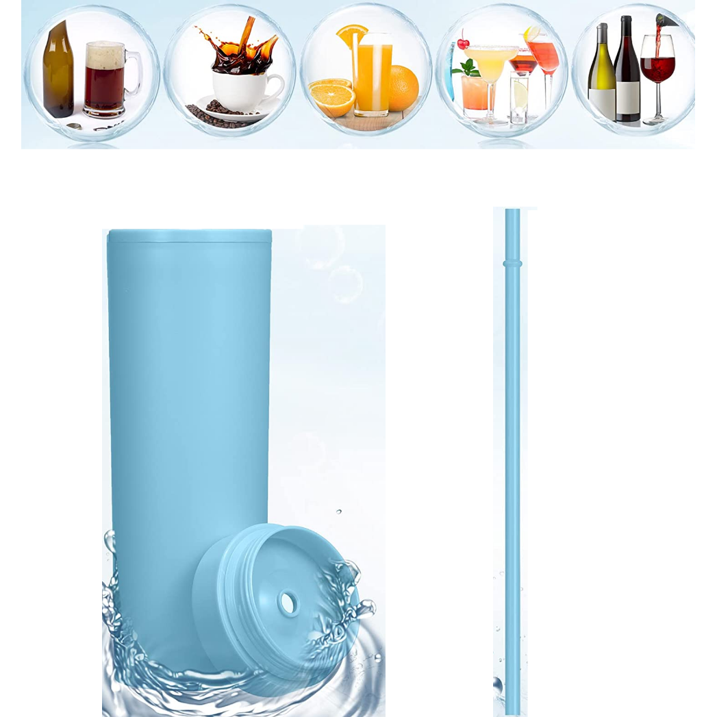 473ml Skinny Drinking Tumbler Acrylic Reusable with Lid and Straw