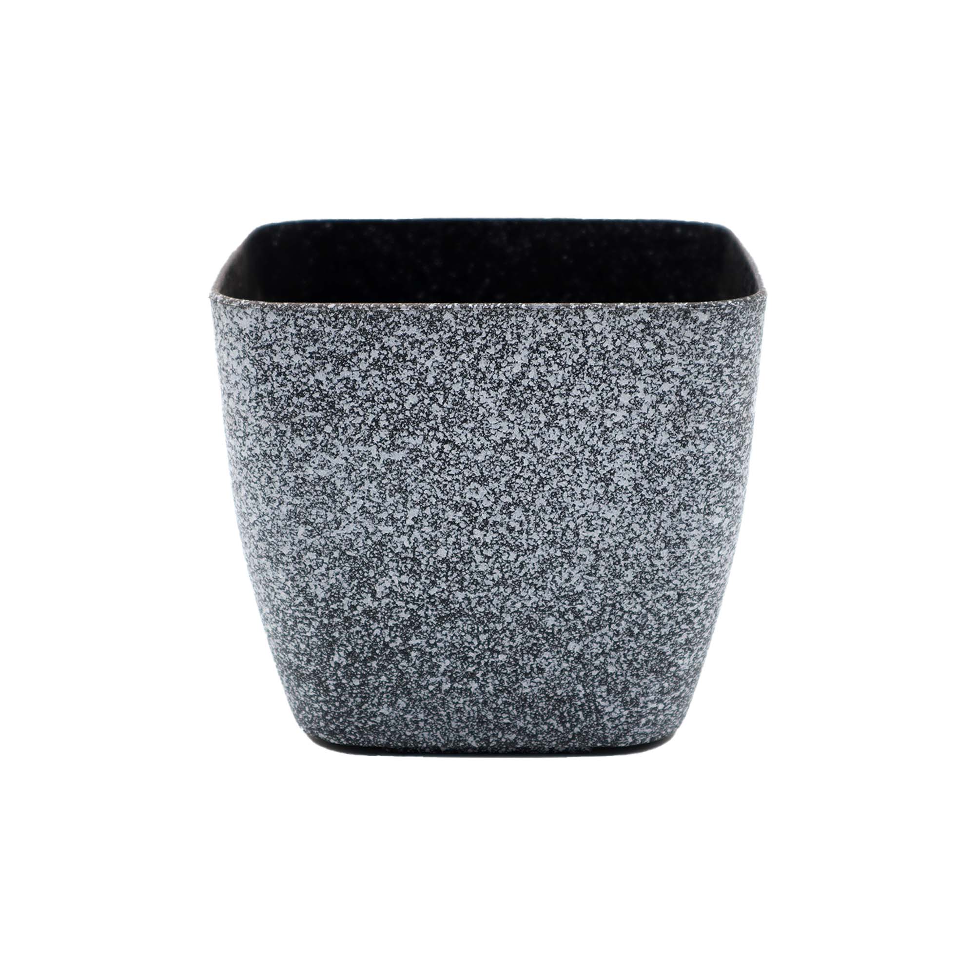 Vase-Flower Planter Pot Small Square - Marble Grey-Black 482