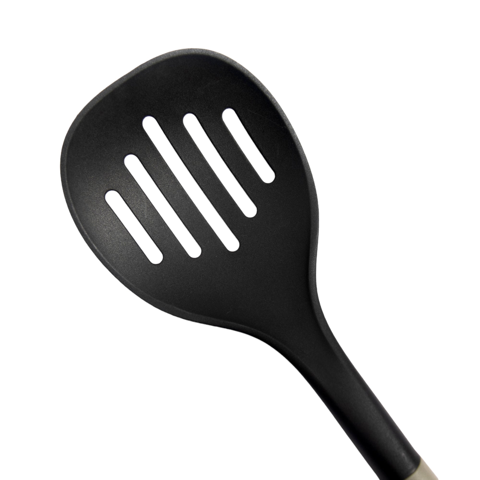 Nylon Serving Spoon Slotted Black Handle Silica Gel Tableware