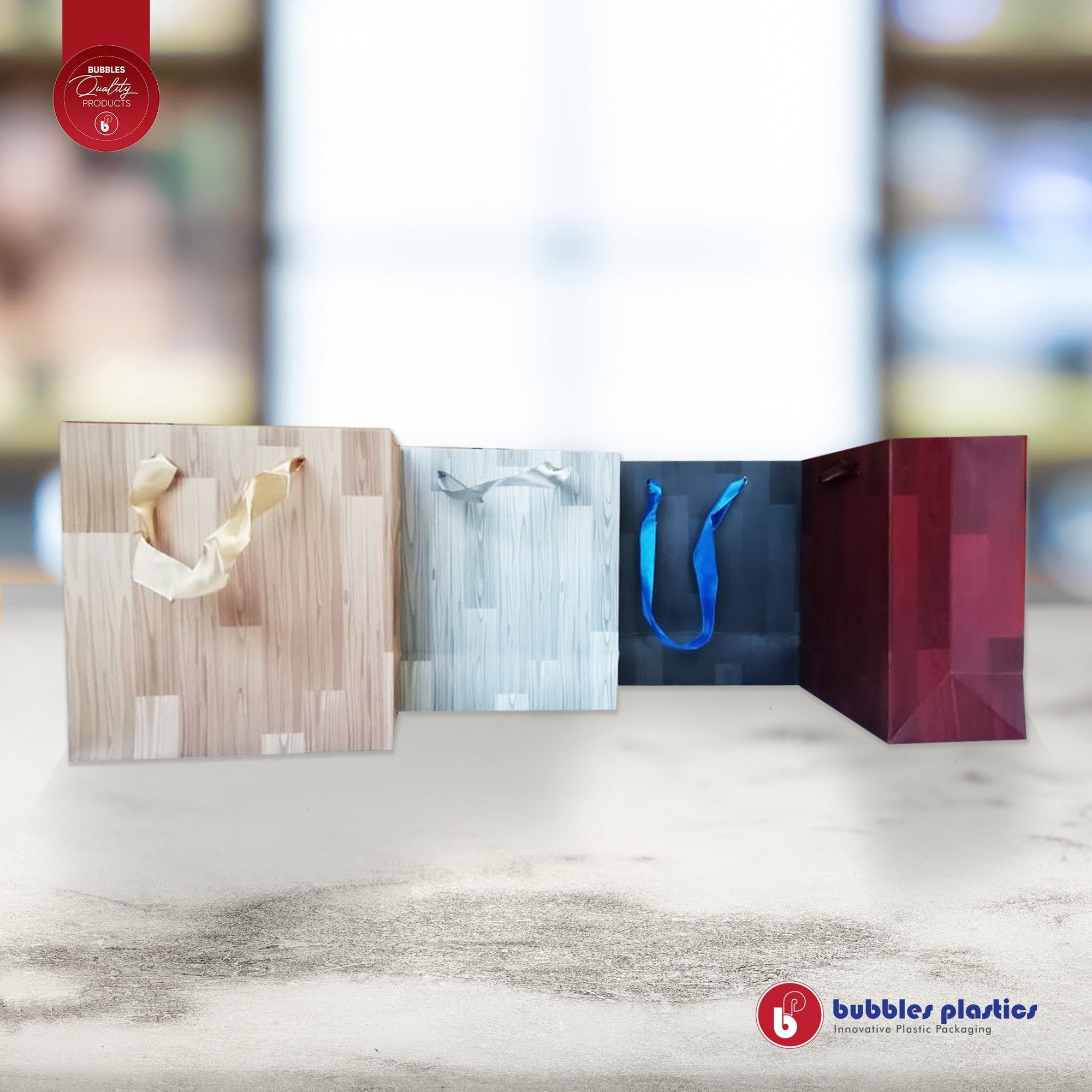 Designer Gift Paper Bag Wood Patterned 18x23cm Medium