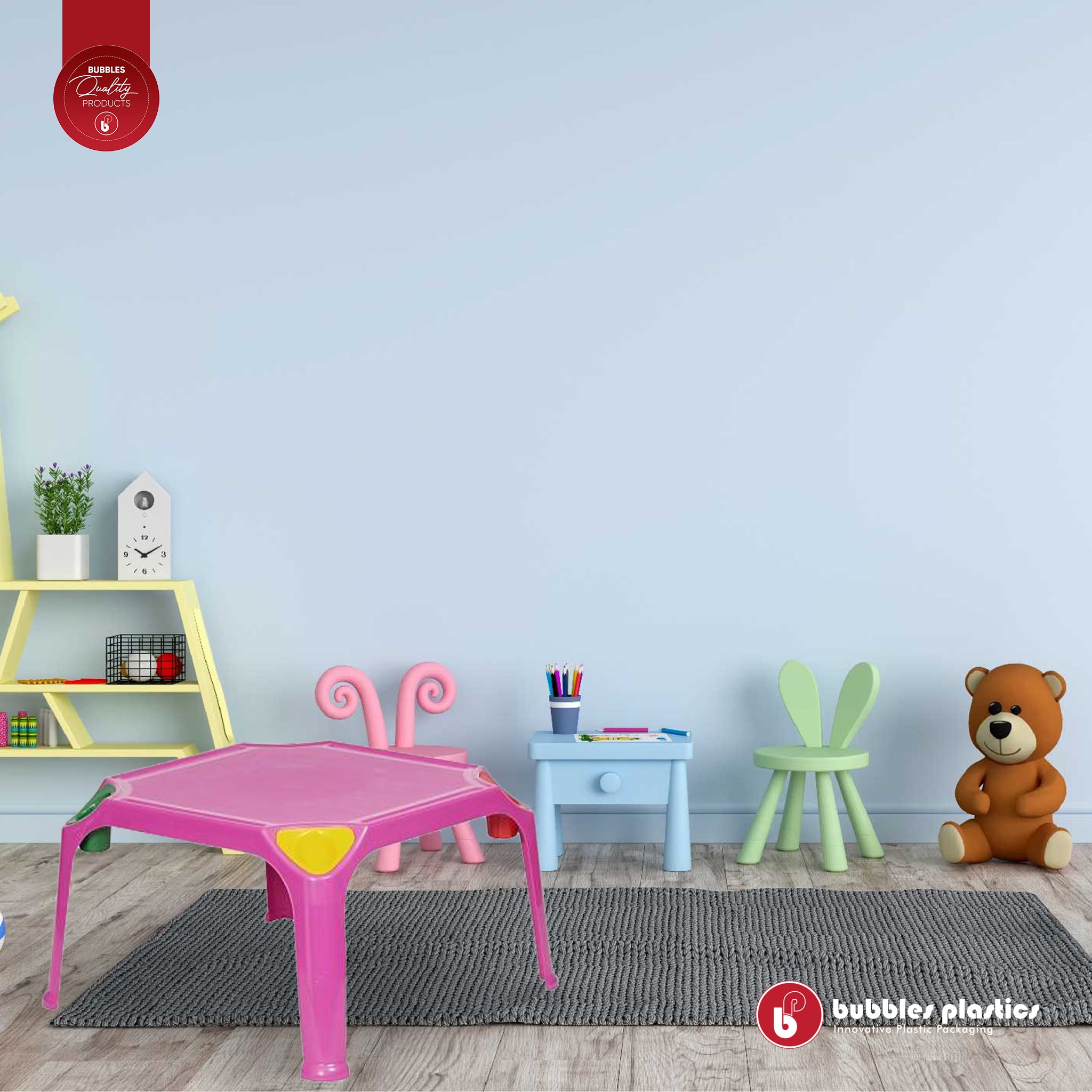 Kiddies Plastic Table With 4 Side Pencil Holder Buzz Kids