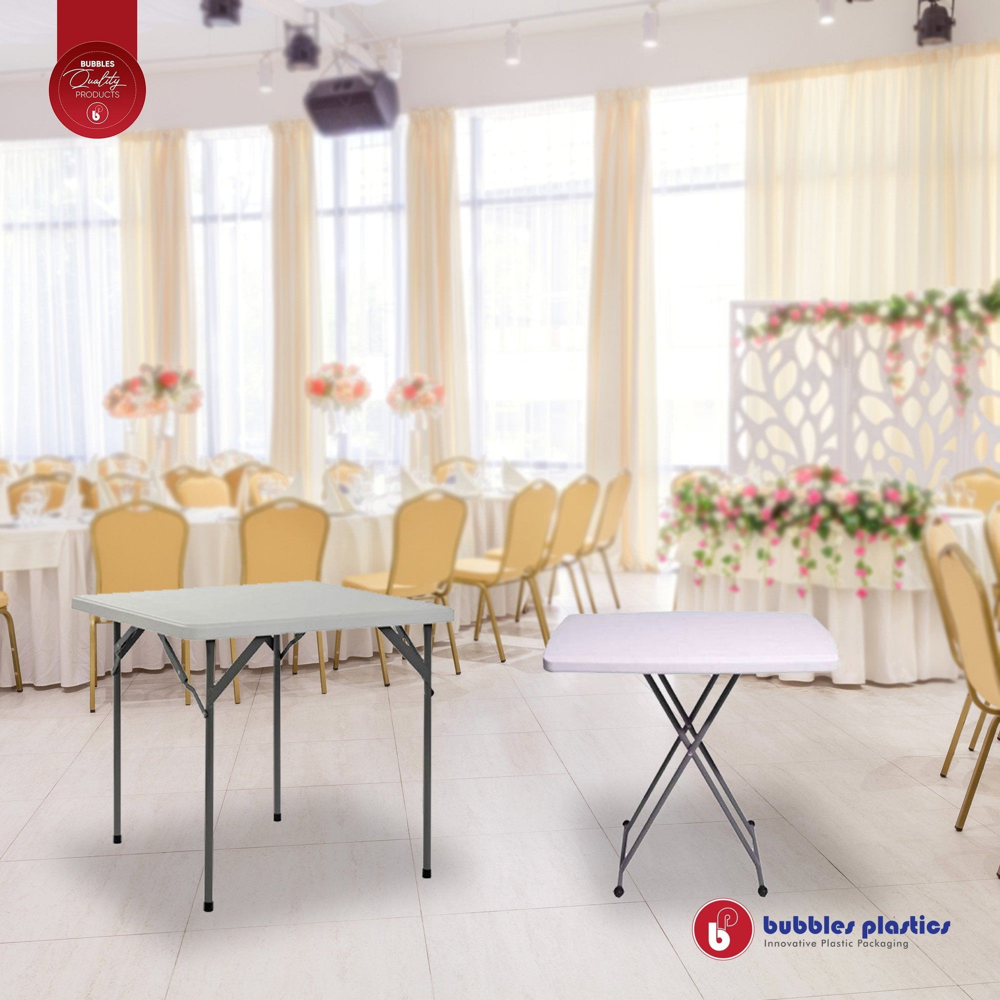 Folding Plastic Table Square White 86cm - Picnic Table