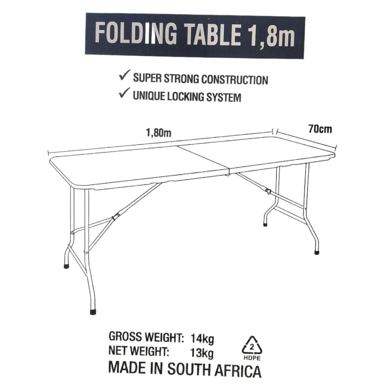 1.8m Folding Trestle Table 6ft Grey