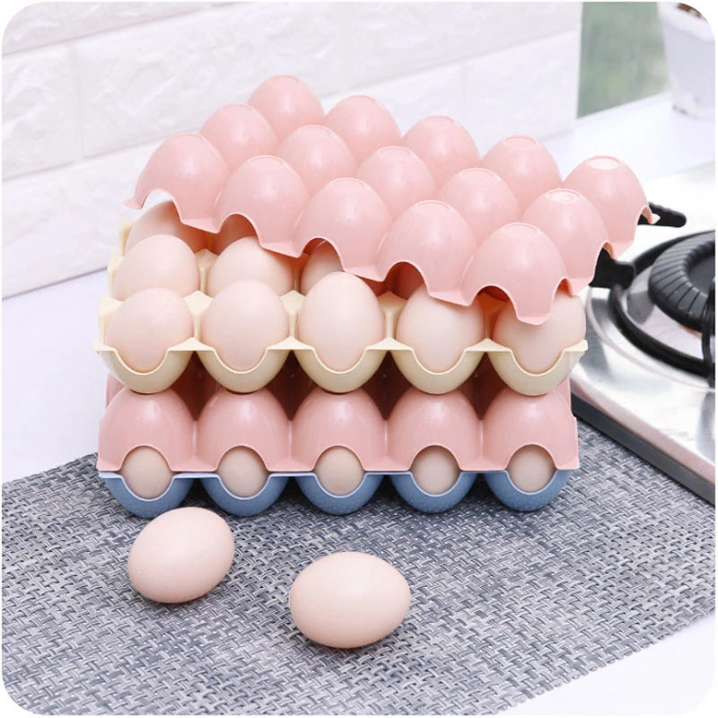 Egg Storage Tray 15-Grid Plastic Holder Assorted