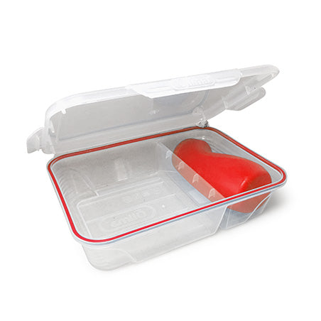 Otima Plastic Lunch Box Flip-Top Division Clear 1.9L with Bottle 330ml