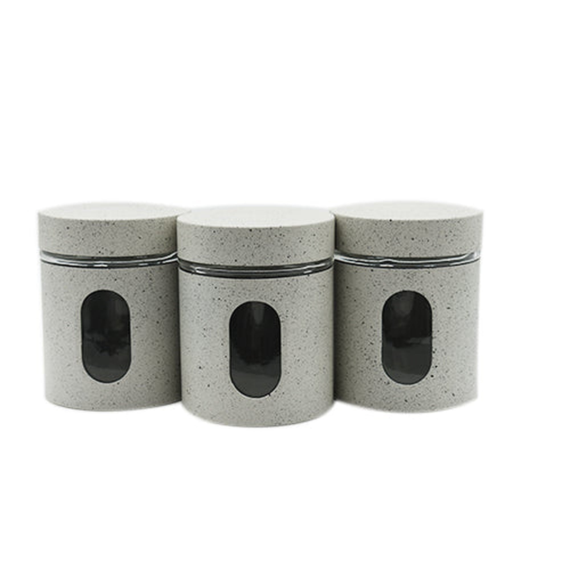 Glass Canister Storage Metal Jar with Window 3pc Set