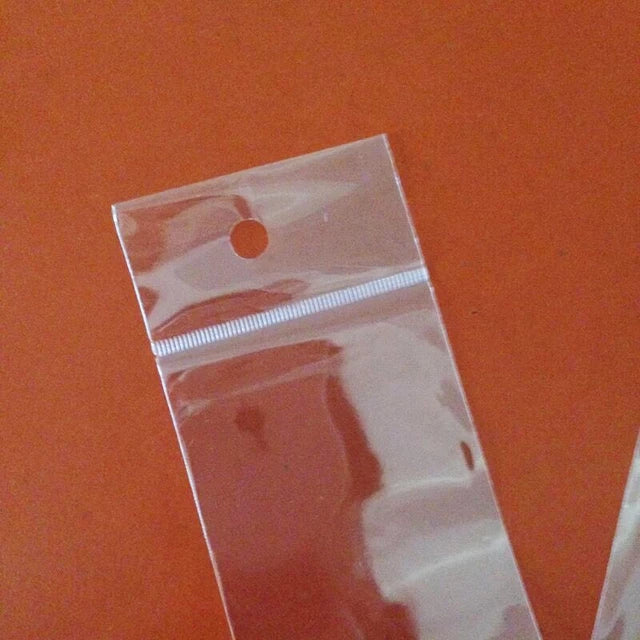Polyprop Cellophane Selfseal Long Jewellery Gift Bag 6x60+4cm 30mic Punch Hanging Hole 100pack