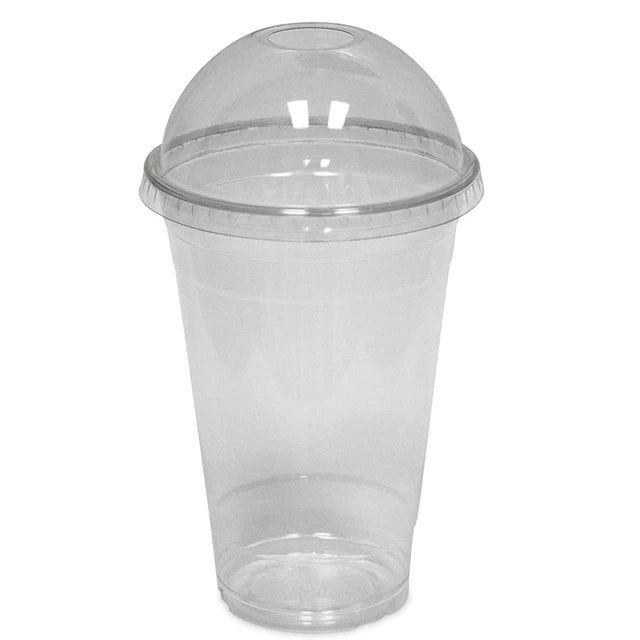650ml Disposable PET Plastic Smoothie Cup with Dome Lid and Hole 10pack
