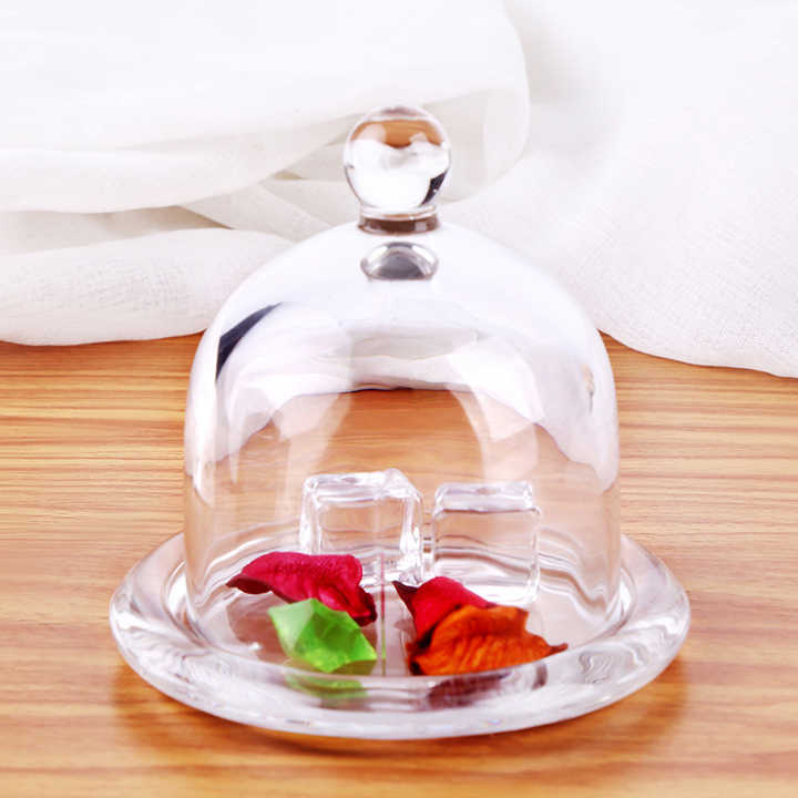 Patisserie Cupcake Mini Glass Cake Dome 12.5x11.cm with Serving Base Tray 34562