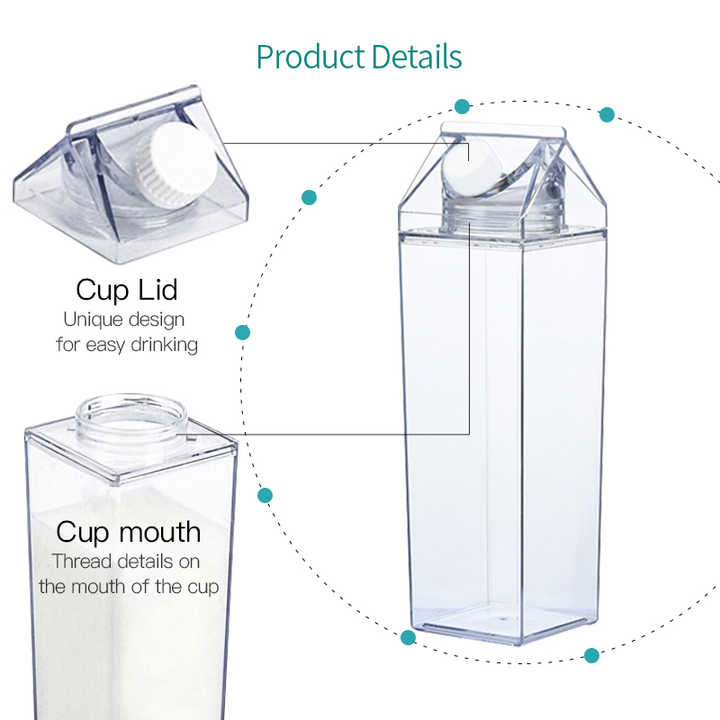 Milk Carton Bottle 500ml Acrylic Plastic